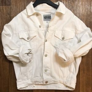 Versace Couture white bomber denim jacket